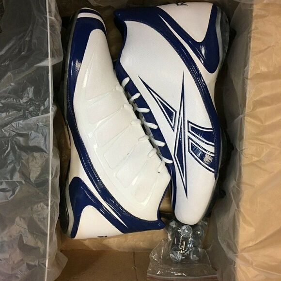 Reebok Men\'s Cleats Blue White Size 13.5 Pro Burner Speed Mid SD3 Football Shoes